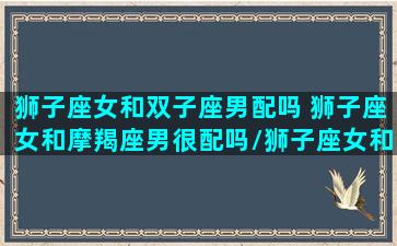 狮子座女和双子座男配吗 狮子座女和摩羯座男很配吗/狮子座女和双子座男配吗 狮子座女和摩羯座男很配吗-我的网站